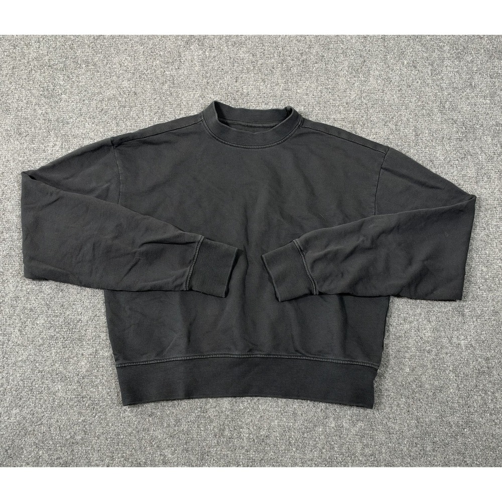 American Giant Women's XS Black Cropped Crewneck Sweatshirt Cotton Boxy Fit